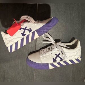 Off White White and Purple canvas Sneakers